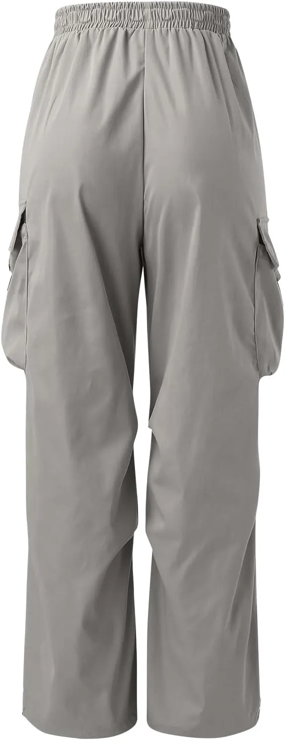 Men's Cargo Pants Casual Loose Fit Wide Leg Drawstring Waist Pant Outdoor Pants Multi Pockets