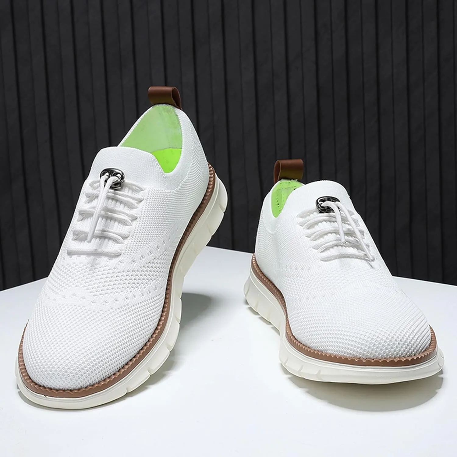 Mens Casual Dress Oxfords Breathable Knit Mesh Lace Up Lightweight Comfortable Walking Fashion Sneakers