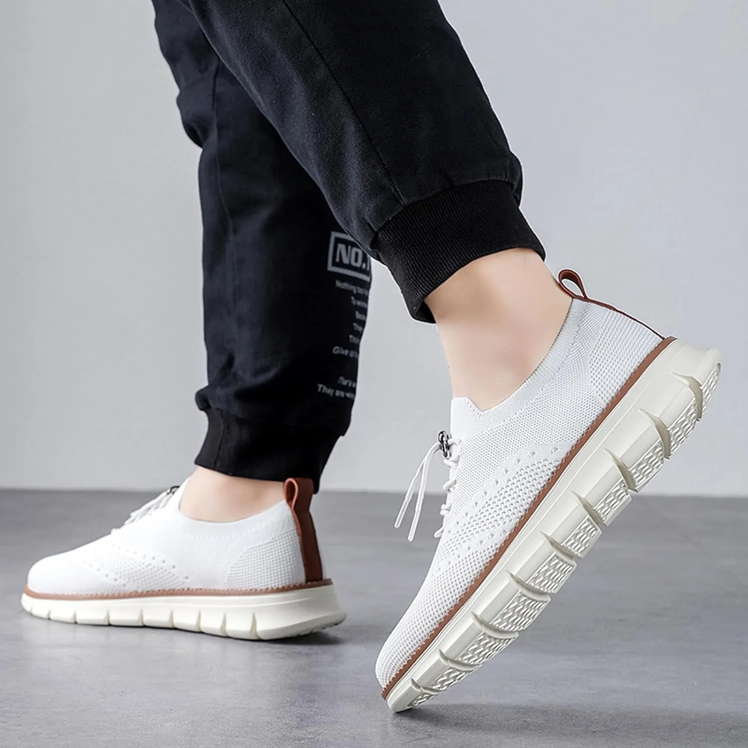 Mens Casual Dress Oxfords Breathable Knit Mesh Lace Up Lightweight Comfortable Walking Fashion Sneakers