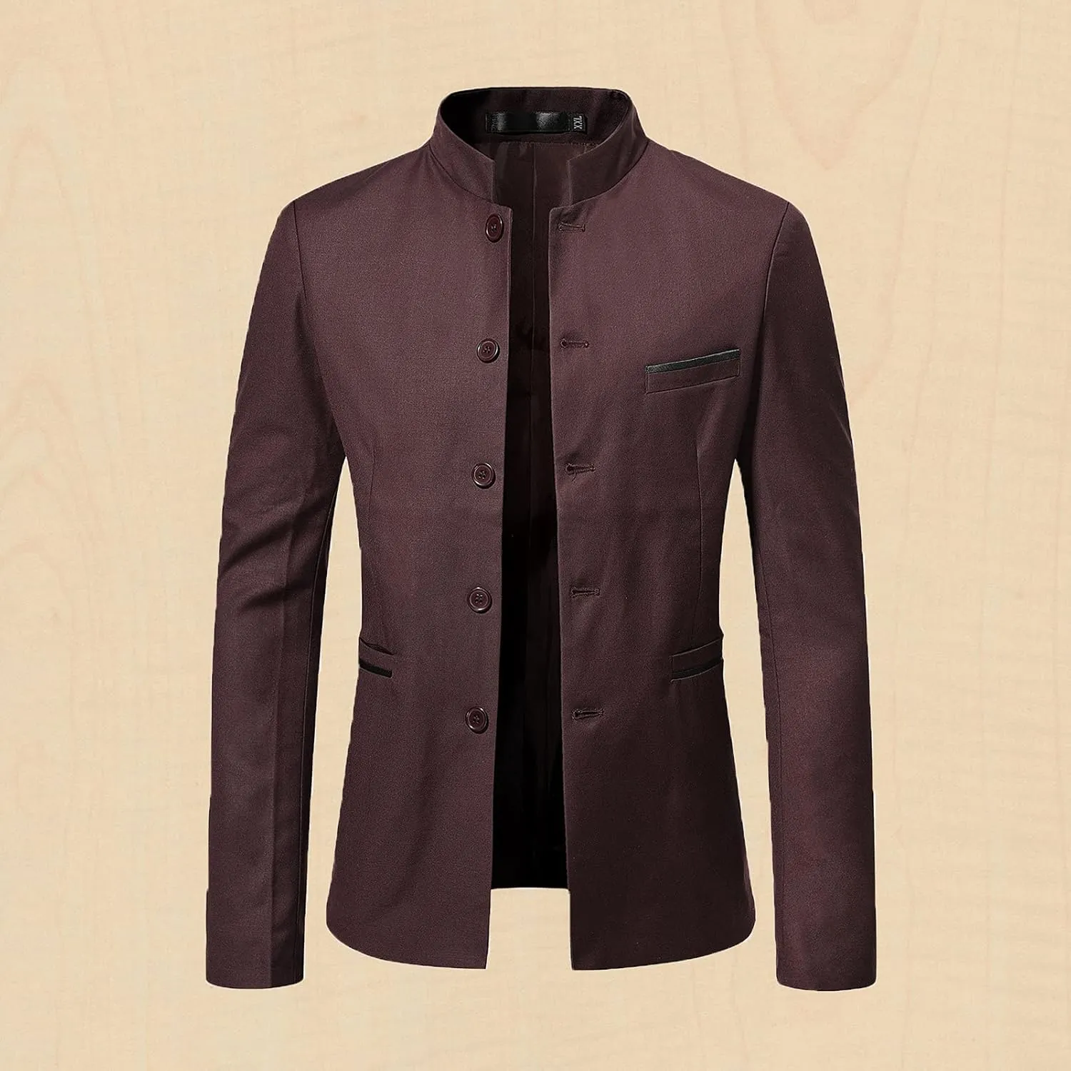 Mens Chinese Tunic Suits Mandarin Collar Formal Suit Jacket Slim Fit Front Button Blazer Japanese School Uniform Coat