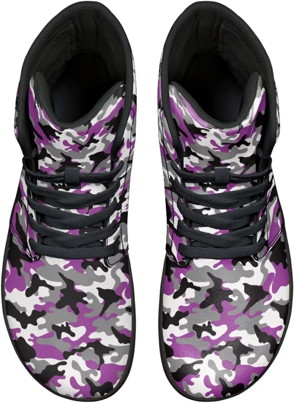 Men's High Top Camo Design Barefoot Travel Shoes, Zero-Drop, Non-Slip and Rubber Sole