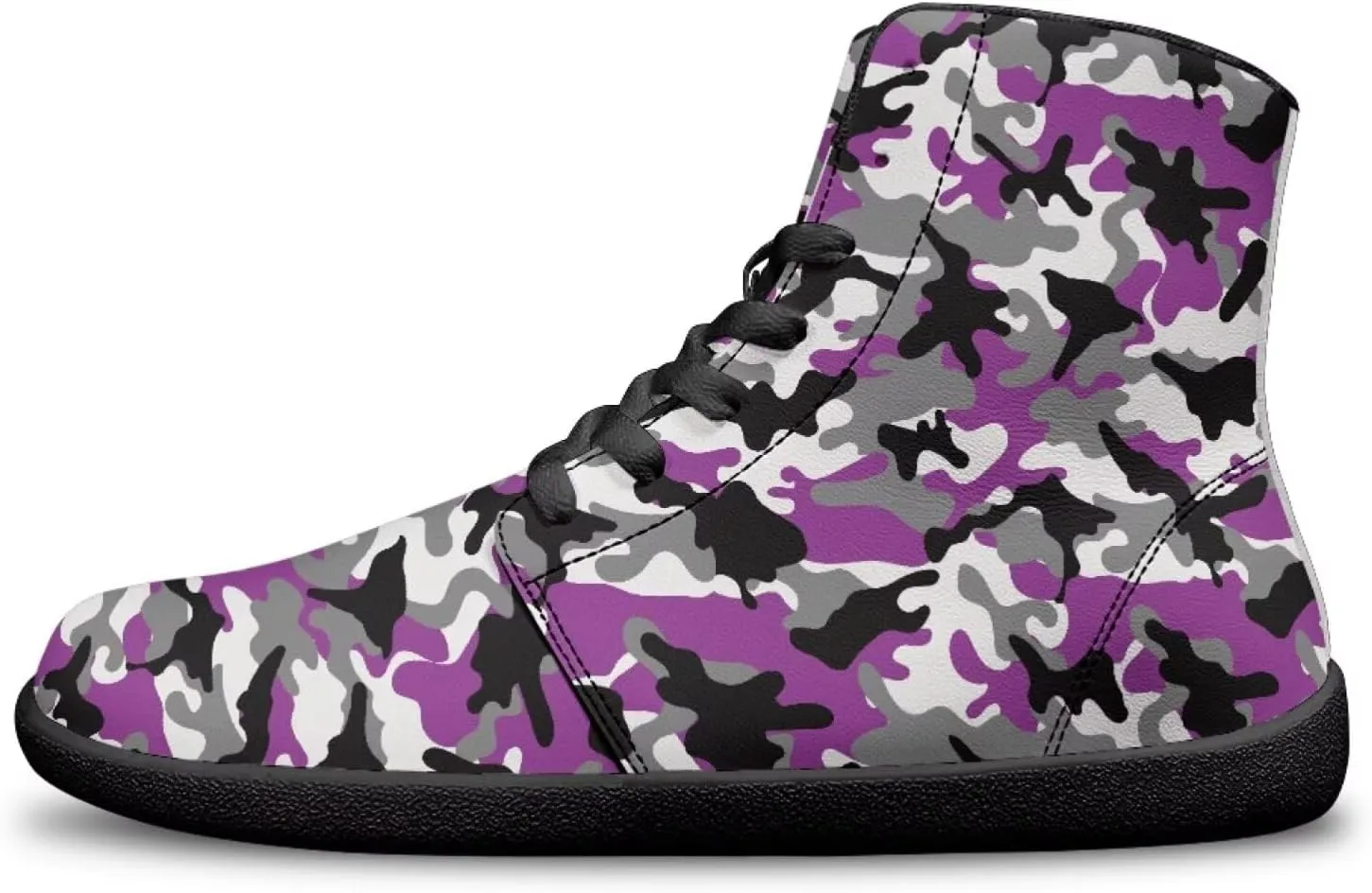 Men's High Top Camo Design Barefoot Travel Shoes, Zero-Drop, Non-Slip and Rubber Sole