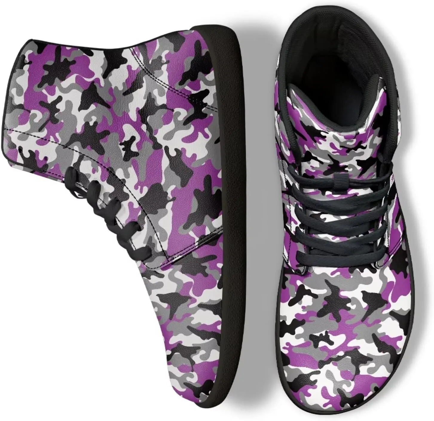 Men's High Top Camo Design Barefoot Travel Shoes, Zero-Drop, Non-Slip and Rubber Sole