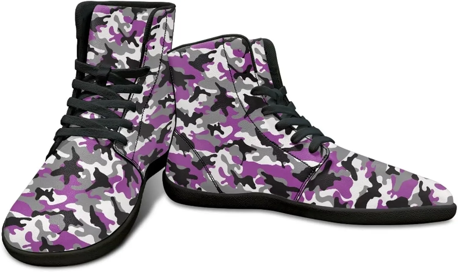 Men's High Top Camo Design Barefoot Travel Shoes, Zero-Drop, Non-Slip and Rubber Sole