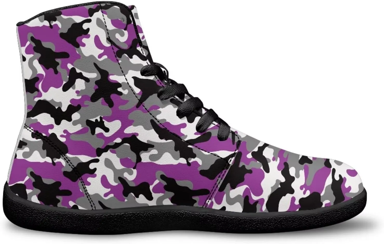 Men's High Top Camo Design Barefoot Travel Shoes, Zero-Drop, Non-Slip and Rubber Sole