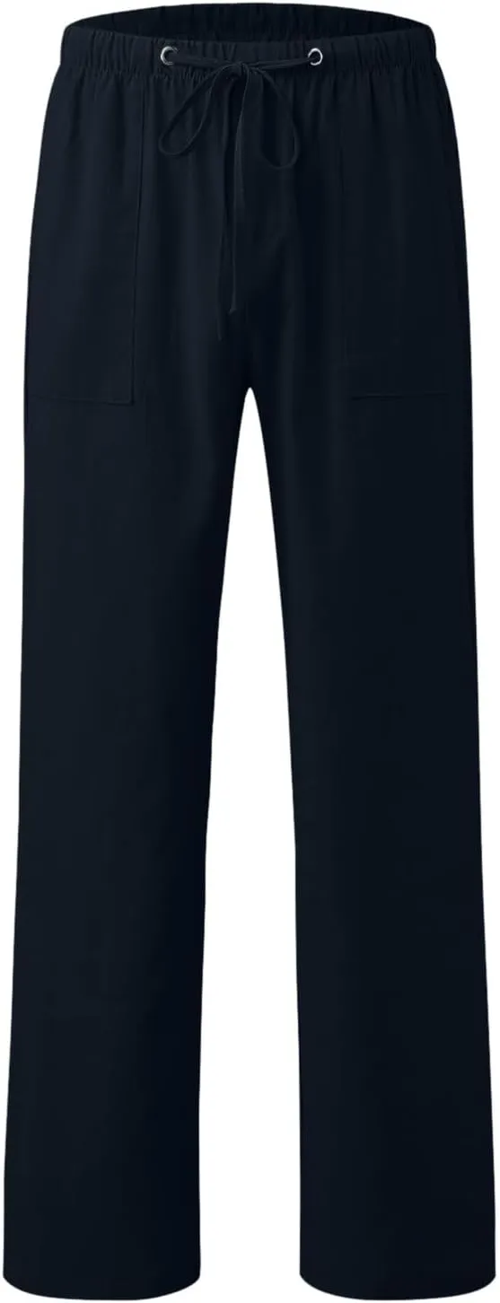 Mens Lightweight Jogging Pant Pockets Lounge Work Joggers Loose Fit Sport Casual Sweatpants Open Hem Pants