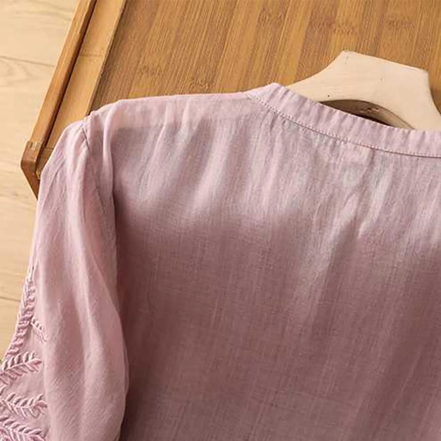 Mexican Tops for Women Vacation Summer Embroidered Blouses V Neck Button Down T-Shirt Short Sleeve Shirt