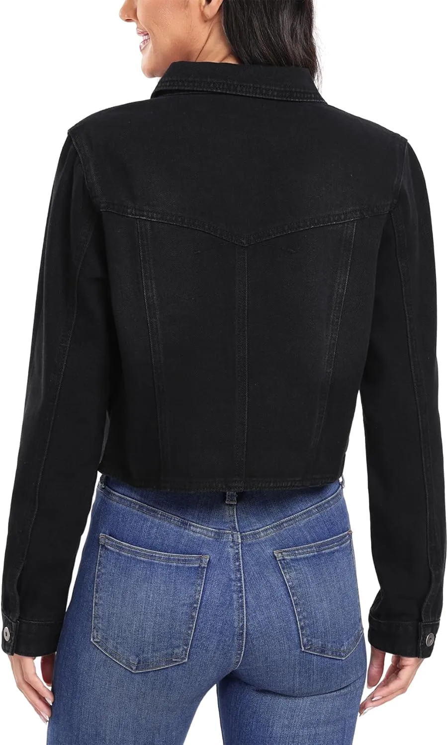 MISS MOLY Women's Cropped Denim Jackets Long Sleeve Classic Trendy Casual Jean Jackets