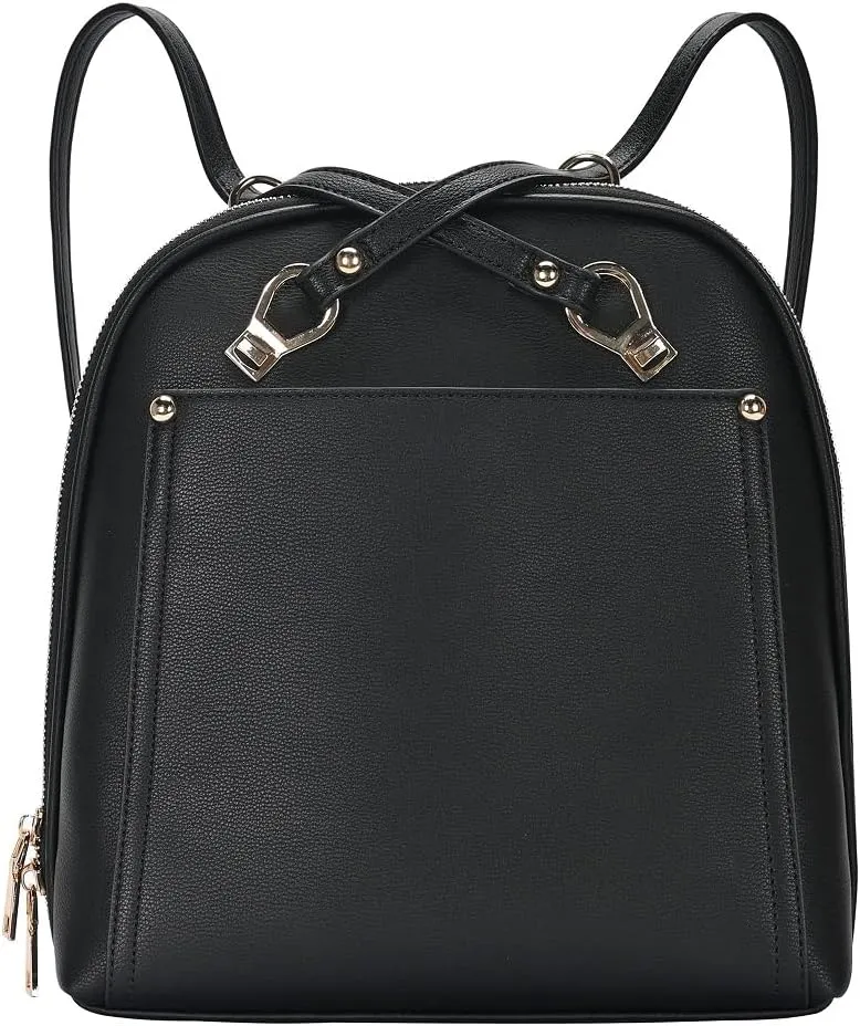 Miztique The Daisy Convertible Backpack Purse for Women (Black) | Soft Vegan Leather Shoulder Strap Bag or Convertible Backpack | 10.5in x 4in x 11.5in |