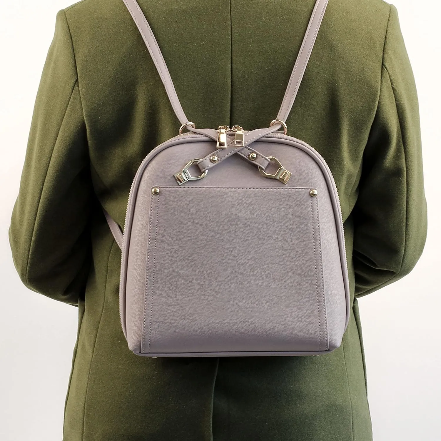 Miztique The Daisy Convertible Backpack Purse for Women (Lilac) | Soft Vegan Leather Shoulder Strap Bag or Convertible Backpack | 10.5in x 4in x 11.5in |