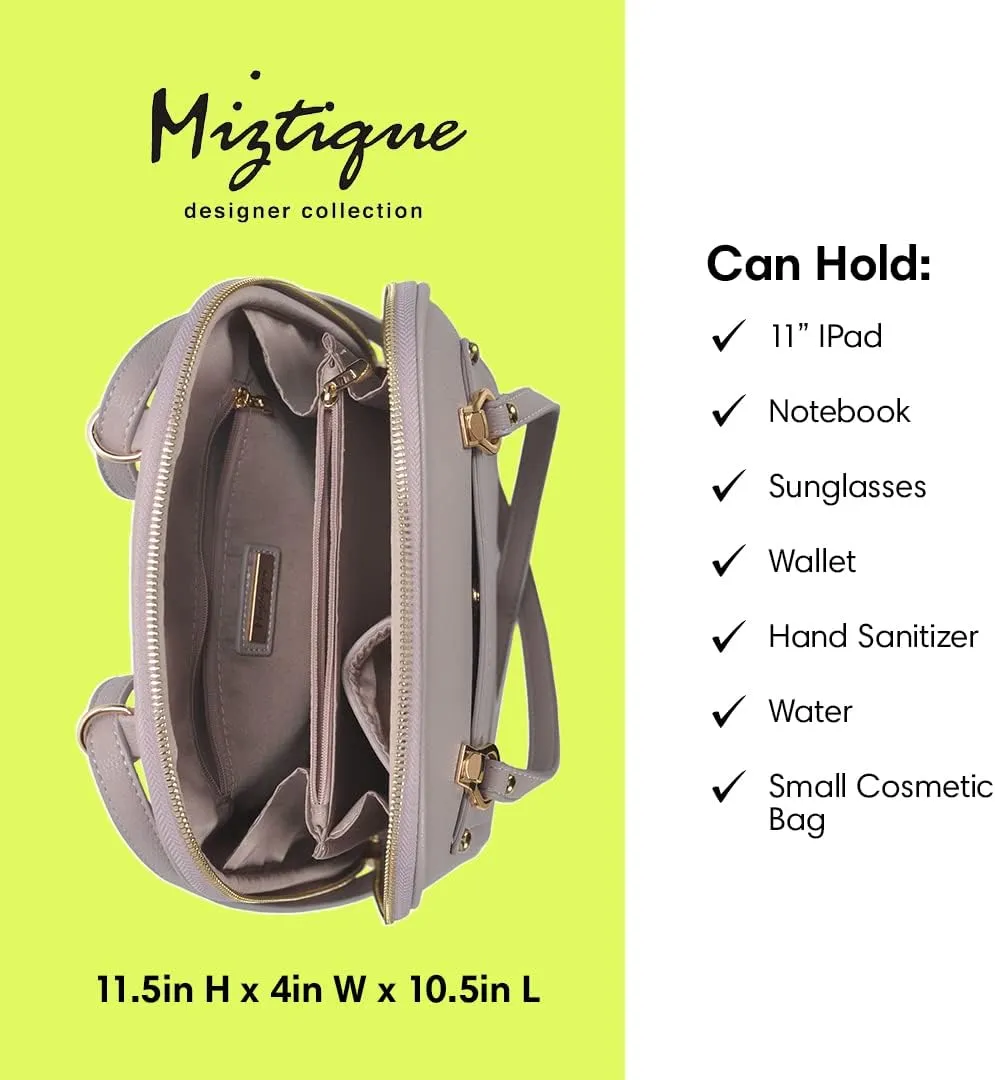 Miztique The Daisy Convertible Backpack Purse for Women (Lilac) | Soft Vegan Leather Shoulder Strap Bag or Convertible Backpack | 10.5in x 4in x 11.5in |