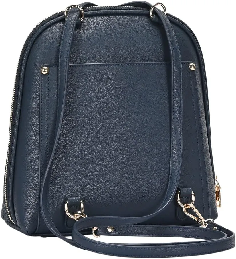 Miztique - The Daisy Convertible Backpack Purse for Women (Navy) | Soft Vegan Leather Shoulder Strap Bag or Convertible Backpack | 10.5in x 4in x 11.5in |