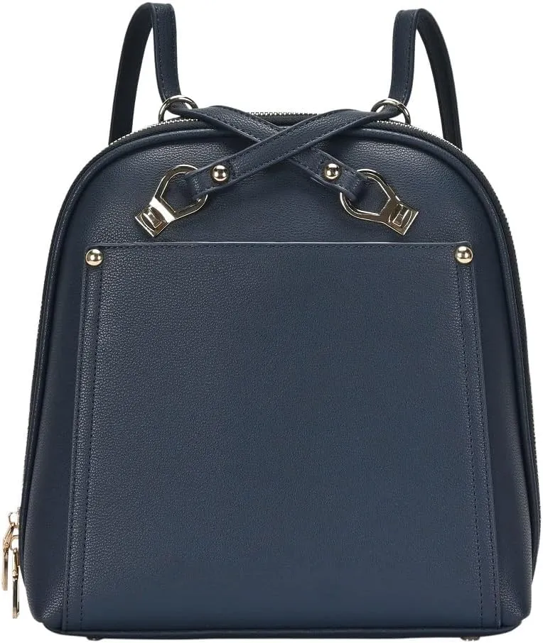 Miztique - The Daisy Convertible Backpack Purse for Women (Navy) | Soft Vegan Leather Shoulder Strap Bag or Convertible Backpack | 10.5in x 4in x 11.5in |