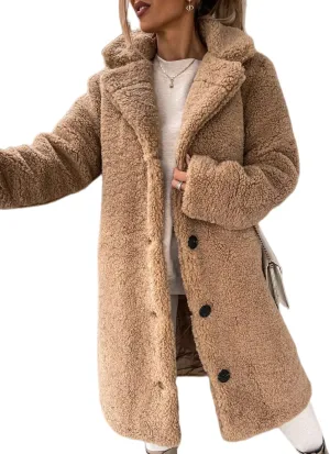 Mmoneyake Women Oversized Sherpa Jackets Fashion Winter Coats Fuzzy Fleece Lapel Open Front Long Cardigan Warm Outerwear 2024