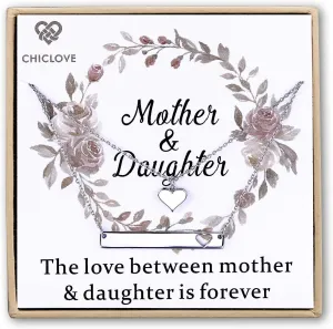 Mother Daughter Jewelry Sets for Two, Cutout Heart Necklaces, 2 Sterling Silver Necklaces
