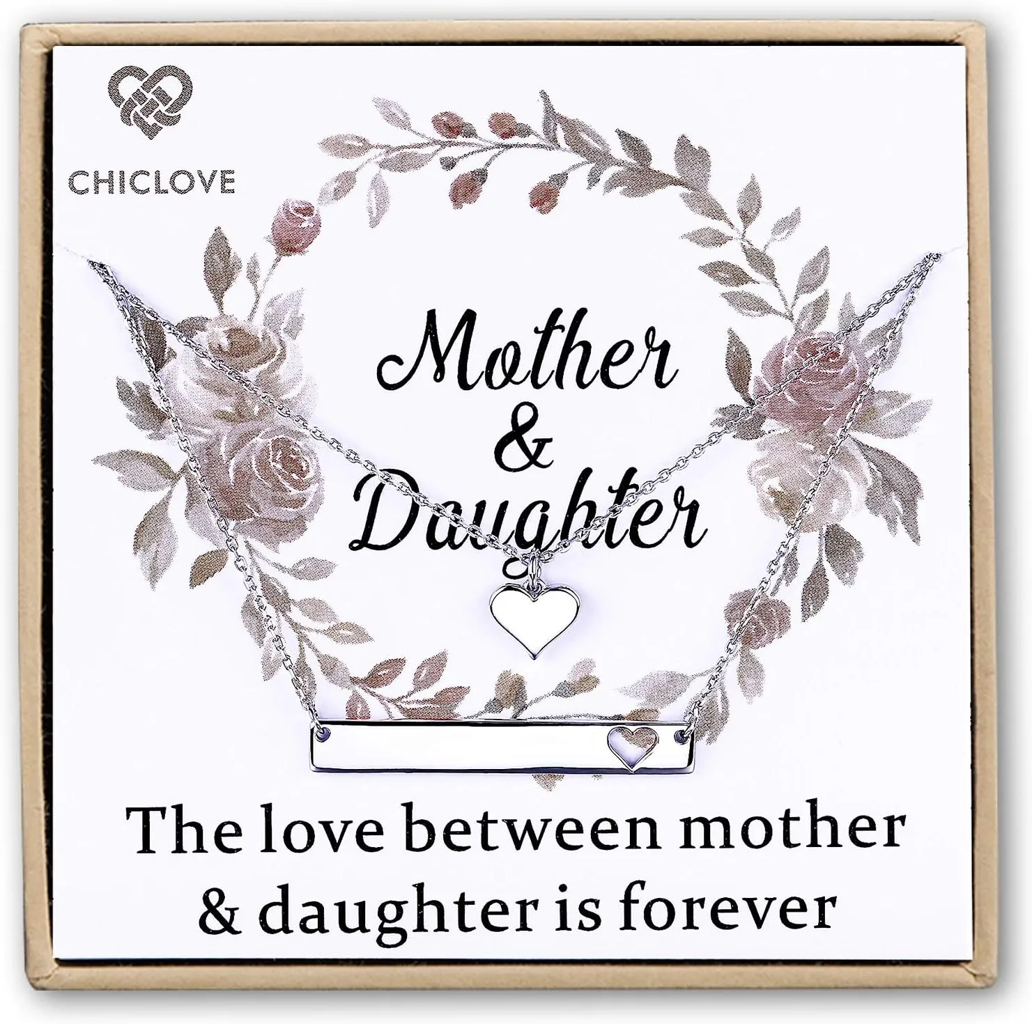 Mother Daughter Jewelry Sets for Two, Cutout Heart Necklaces, 2 Sterling Silver Necklaces