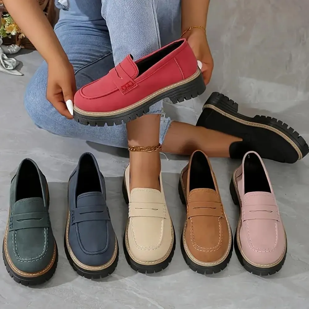 Orthoture- Orthopaedic Thick-Soled Loafers,Stirrup Shoes,Women's Orthopaedic Shoes,Women's Round Toe Walking Shoes