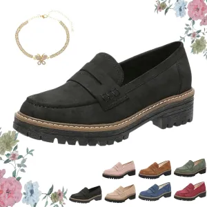 Orthoture Womens Shoes, Orthoture-Orthopedic Platform Loafers, Womens Non Slip Comfortable Retro Slip on Loafers Round Toe Walking Shoe(Black,US 9.5)