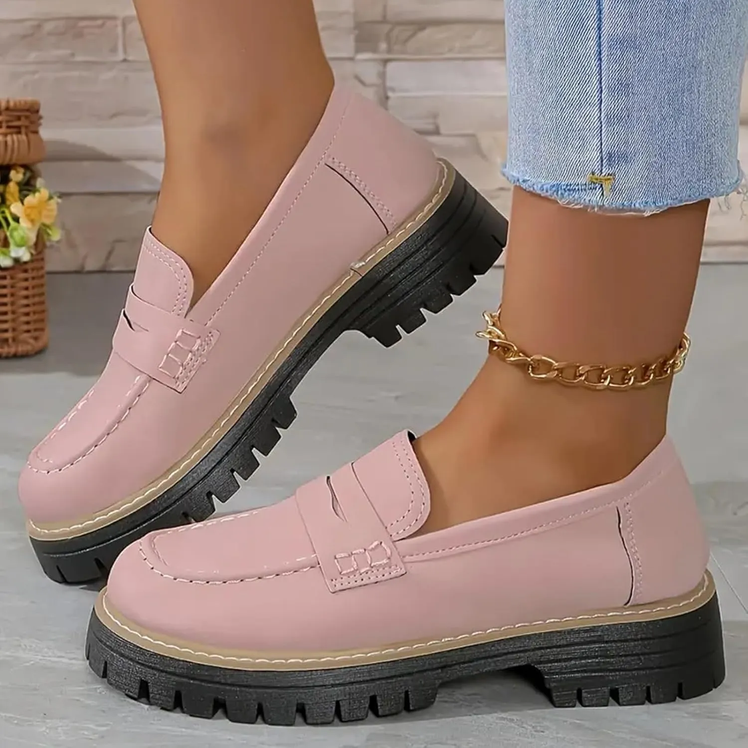 Orthoture Womens Shoes, Orthoture-Orthopedic Platform Loafers, Womens Non Slip Comfortable Retro Slip on Loafers Round Toe Walking Shoe(Black,US 9.5)