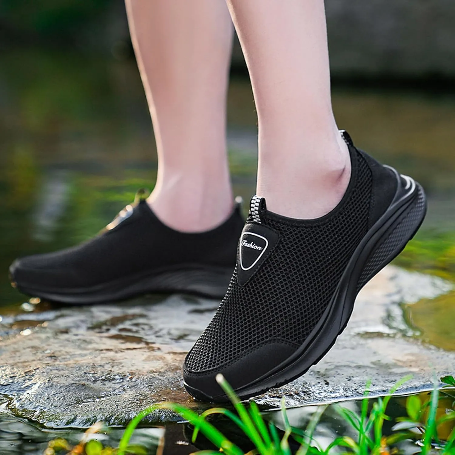 Outdoor Jogging Sneaker for Men Slip On Lightweight Breathable Fashion Sneaker Convenient Elderly Slip On Shoes
