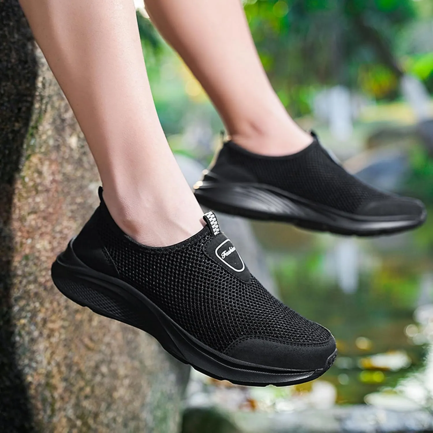 Outdoor Jogging Sneaker for Men Slip On Lightweight Breathable Fashion Sneaker Convenient Elderly Slip On Shoes