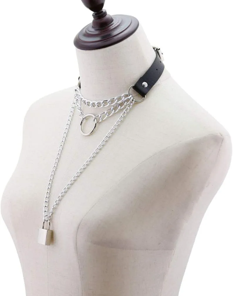 Outman Adjustable Faux Leather Punk Choker Necklaces Goth Collar Necklaces for Women