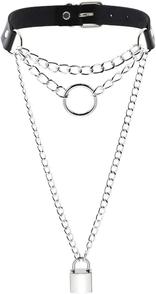 Outman Adjustable Faux Leather Punk Choker Necklaces Goth Collar Necklaces for Women