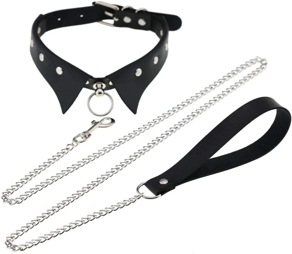Outman Faux Leather Punk Goth Choker Necklaces Collar Necklaces Collarbone Chain for Women
