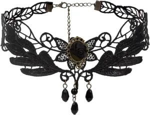 Pendant Necklace for Women Black Lace Choker Necklaces Vintage Crystal Pendant Necklace Punk Chain Accessories For Women Gothic Fashion Pendant Jewelry