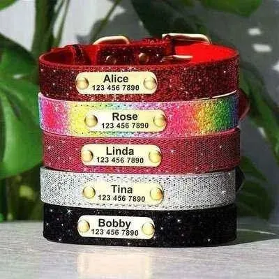 Personalised Sequin Sparkle Pet ID Collar