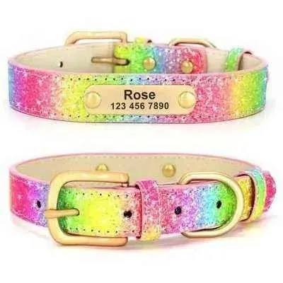 Personalised Sequin Sparkle Pet ID Collar