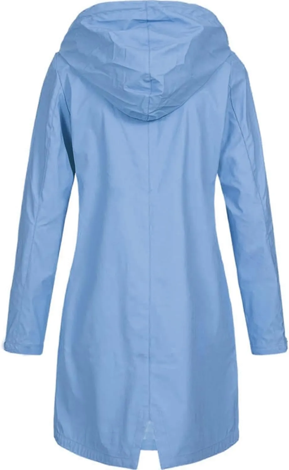 Rain Coat for Women Waterproof Windproof Rain Jacket Casual Lightweight Hooded Raincoat Drawstring Windbreaker, Black
