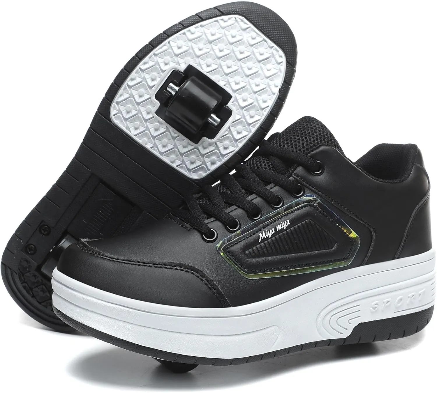 Roller Skate Shoes, Roller Skates Shoes with Wheels, Skateboard Shoes, Inline Skate, Adjustable Women's Shoes with Wheels for Girls, Running Skateboard, Inline Roller Skates, Black, EU 37
