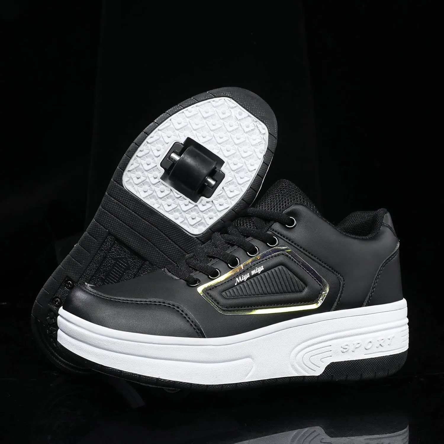 Roller Skate Shoes, Roller Skates Shoes with Wheels, Skateboard Shoes, Inline Skate, Adjustable Women's Shoes with Wheels for Girls, Running Skateboard, Inline Roller Skates, Black, EU 37