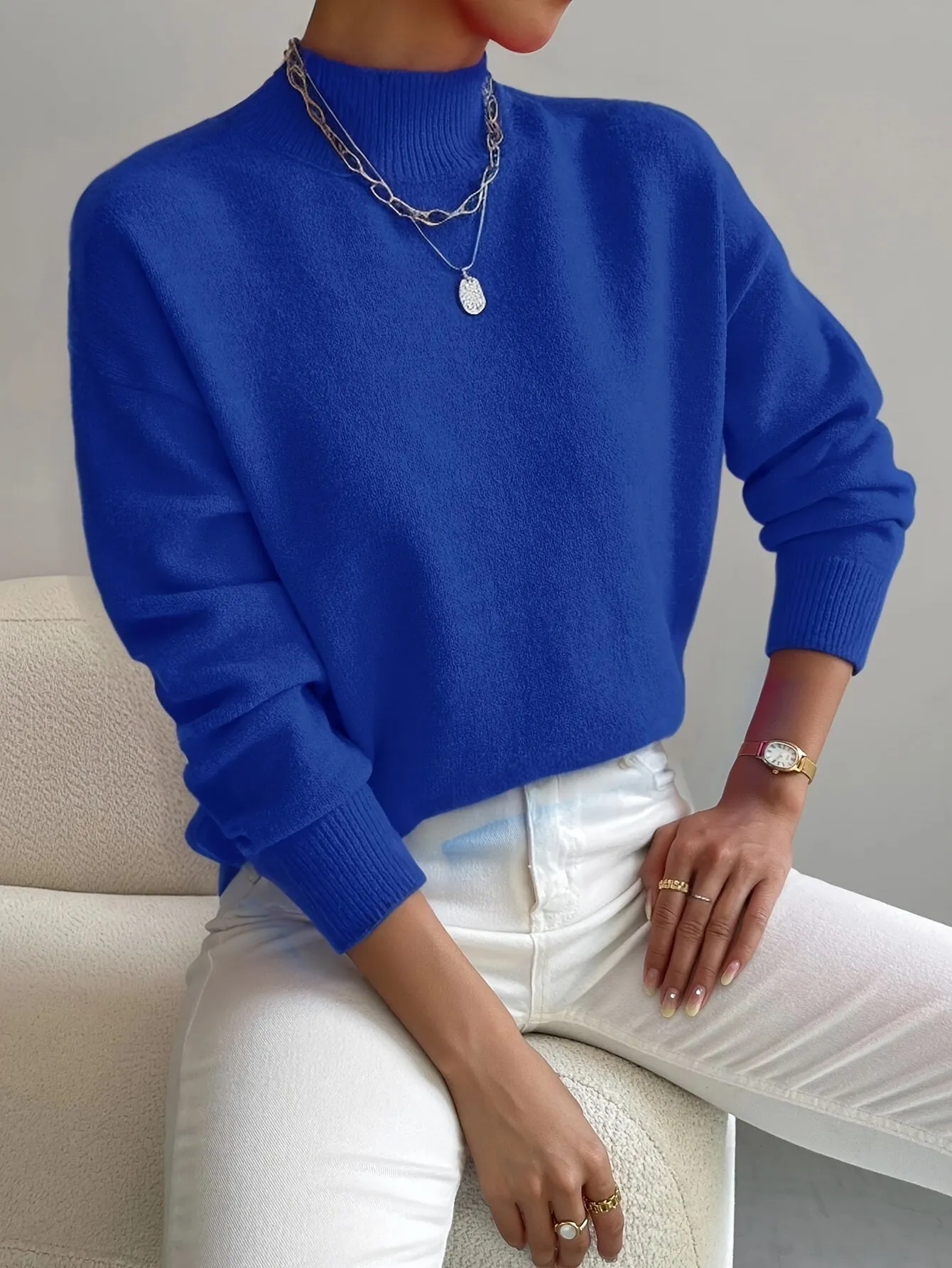 Sanae - Classic High Neck Knit Sweater