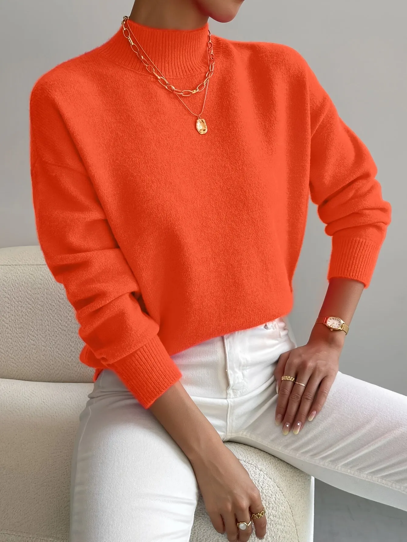 Sanae - Classic High Neck Knit Sweater
