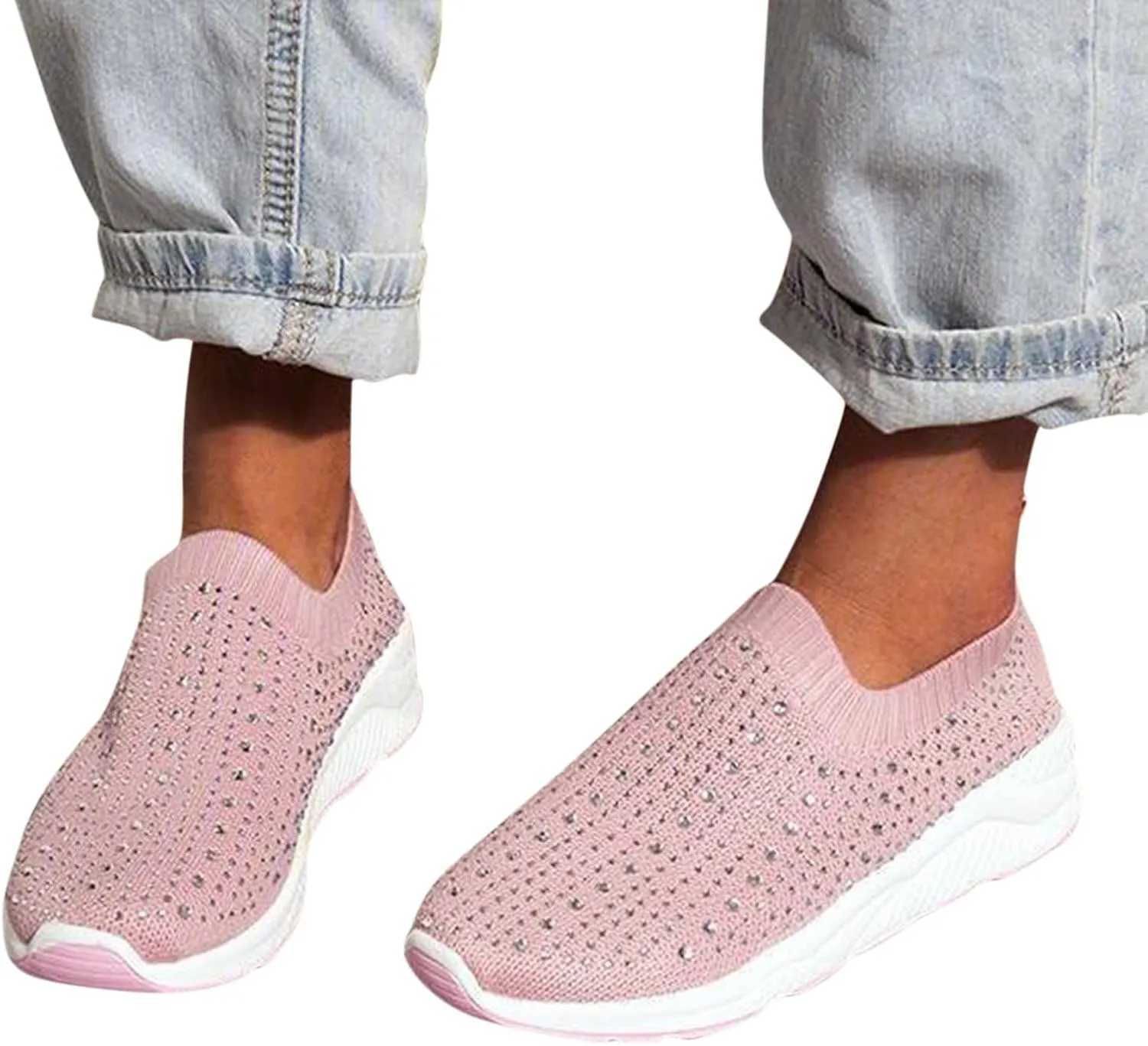 SBGMoSJ Platform Sneakers for Women Nurses Shoes for Women Comfortable Non Slip White Women Slip On Shoes Casual Women's Sneakers Size 8 Wide Comfy Black Shoes for Women Dressy
