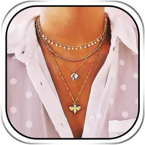 Sixexey African Necklace Gold Sequin Necklaces Map Pendant Necklaces Jewelry for Women