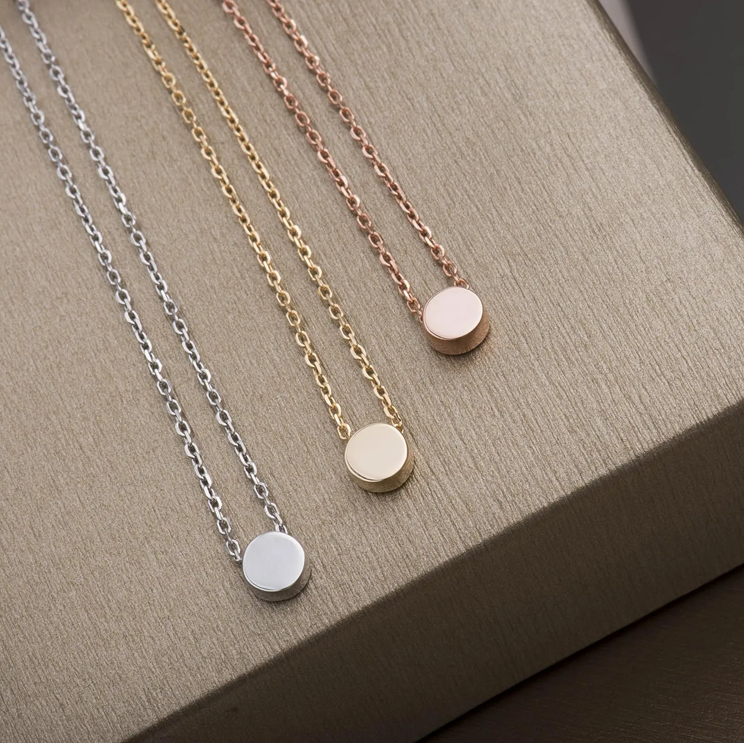 S.Leaf Sterling Silver Tiny Dot Necklace Circle Star Square Heart Necklaces for Women Dainty Necklaces for Women Simple Necklaces for Women