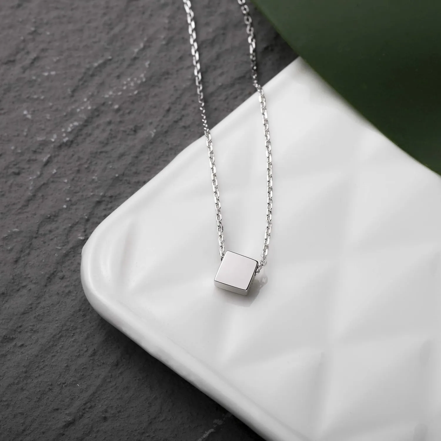 S.Leaf Sterling Silver Tiny Dot Necklace Circle Star Square Heart Necklaces for Women Dainty Necklaces for Women Simple Necklaces for Women