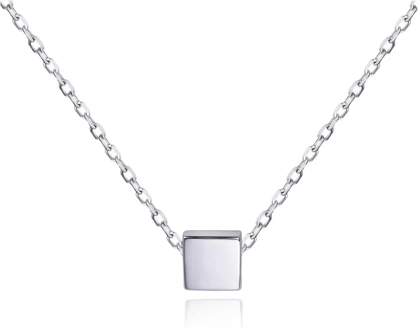S.Leaf Sterling Silver Tiny Dot Necklace Circle Star Square Heart Necklaces for Women Dainty Necklaces for Women Simple Necklaces for Women