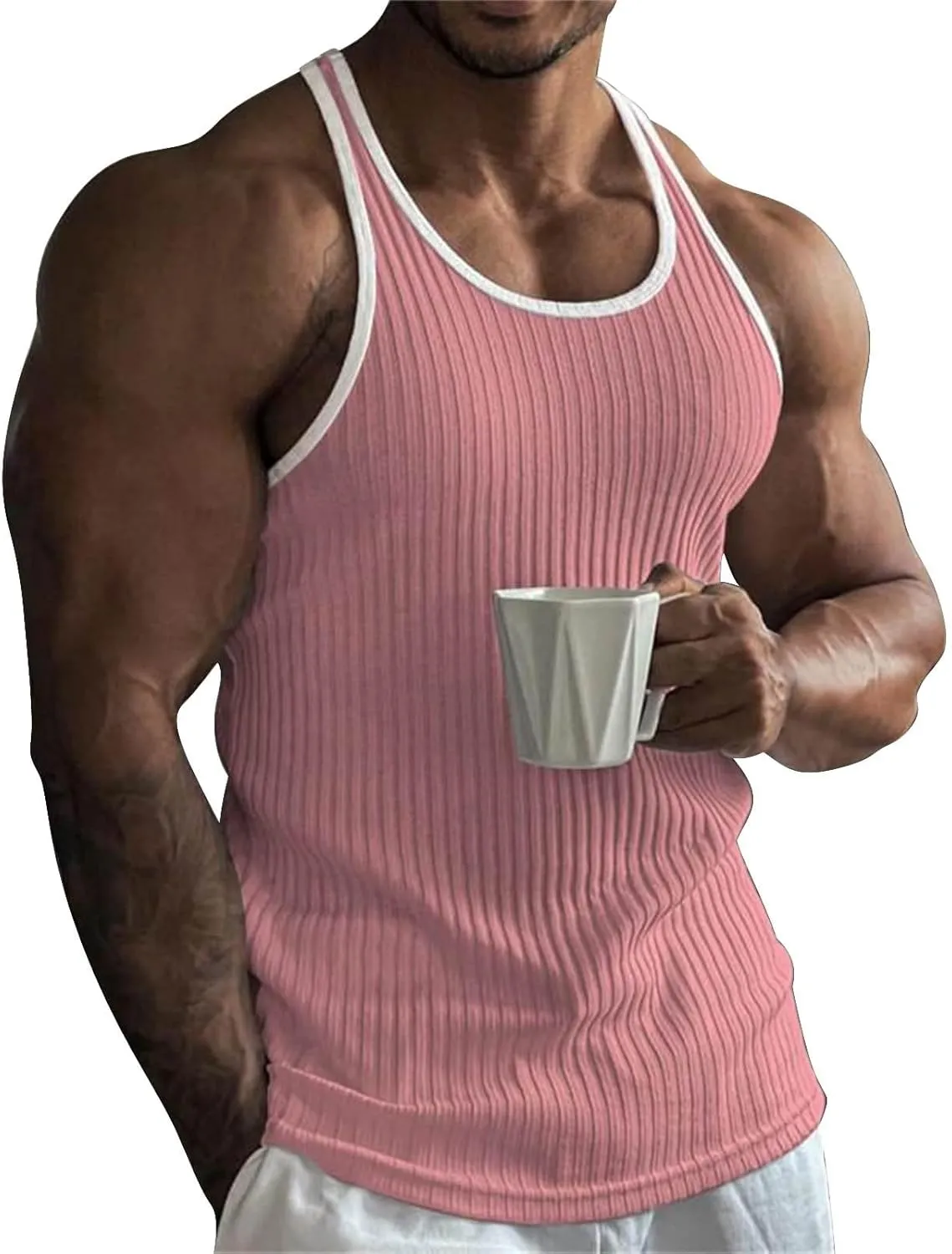 Sleeveless Shirts for Men Spring Casual O Tank Neck Flag Blouse Men Tops Men's Tank Tops Black Shirts for Men Mens
