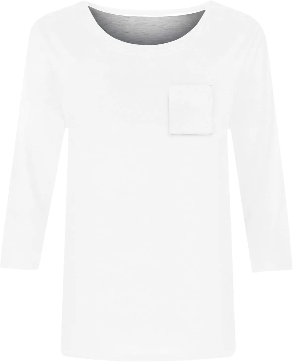 slqdgmryz 3/4 Length Sleeve Womens Tops Dressy Casual Crewneck Tshirts Shirts with Pocket Three Quarter Workout Blouses