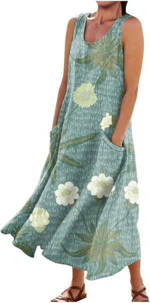 Spring Dresses for Women 2025 Flowy Dress Plus Size Beach Travel Vacation Casual Dress