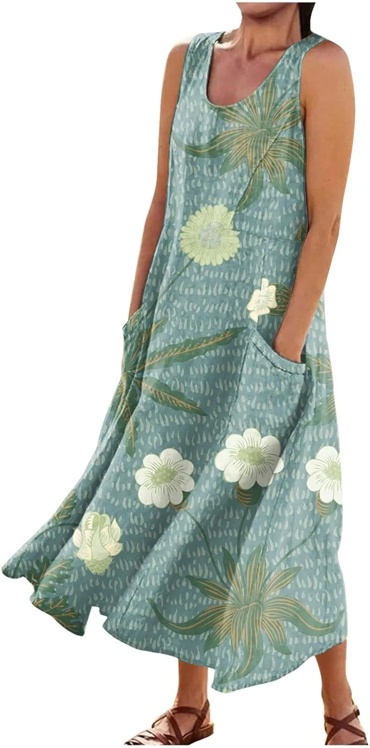 Spring Dresses for Women 2025 Flowy Dress Plus Size Beach Travel Vacation Casual Dress