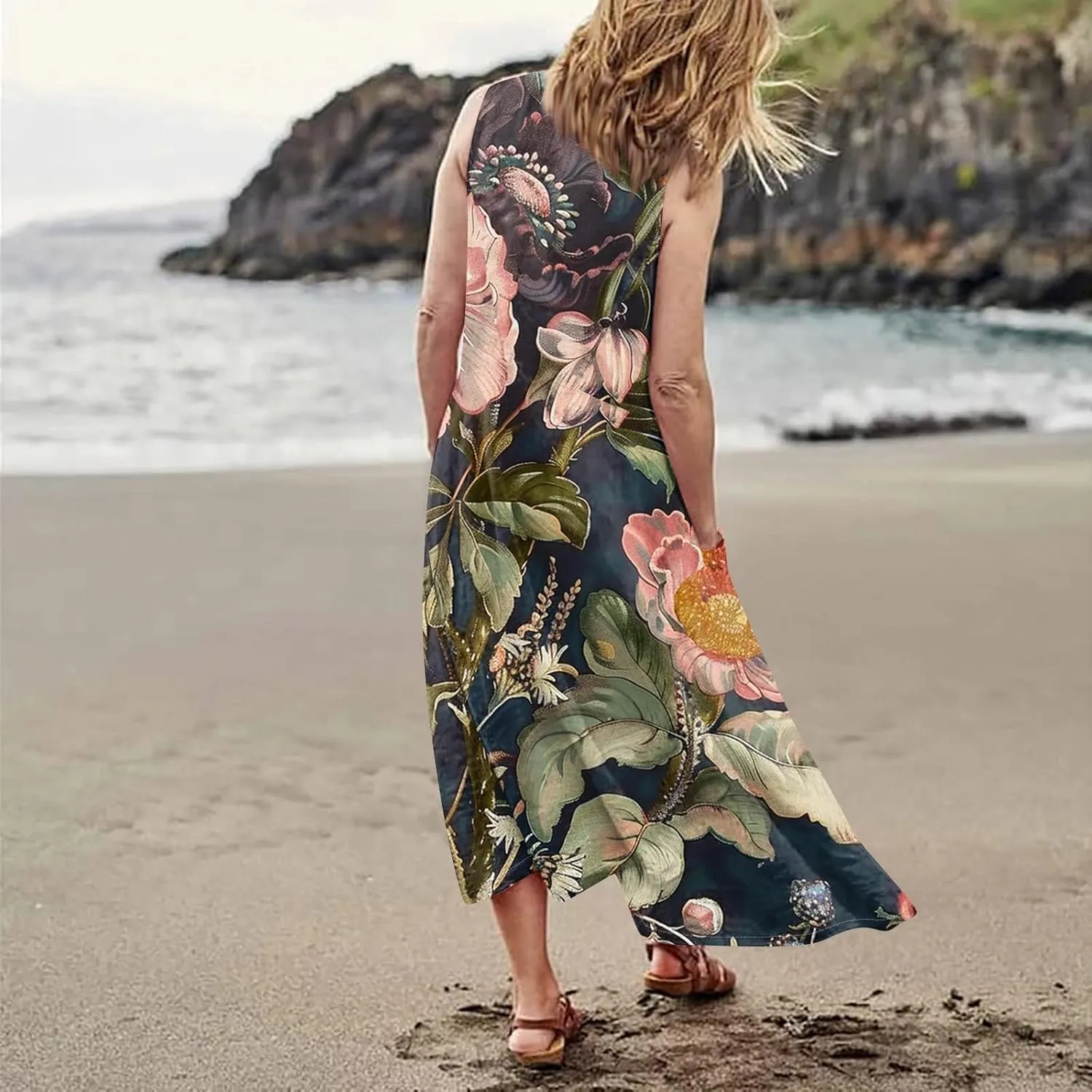 Spring Dresses for Women 2025 Flowy Dress Plus Size Beach Travel Vacation Casual Dress