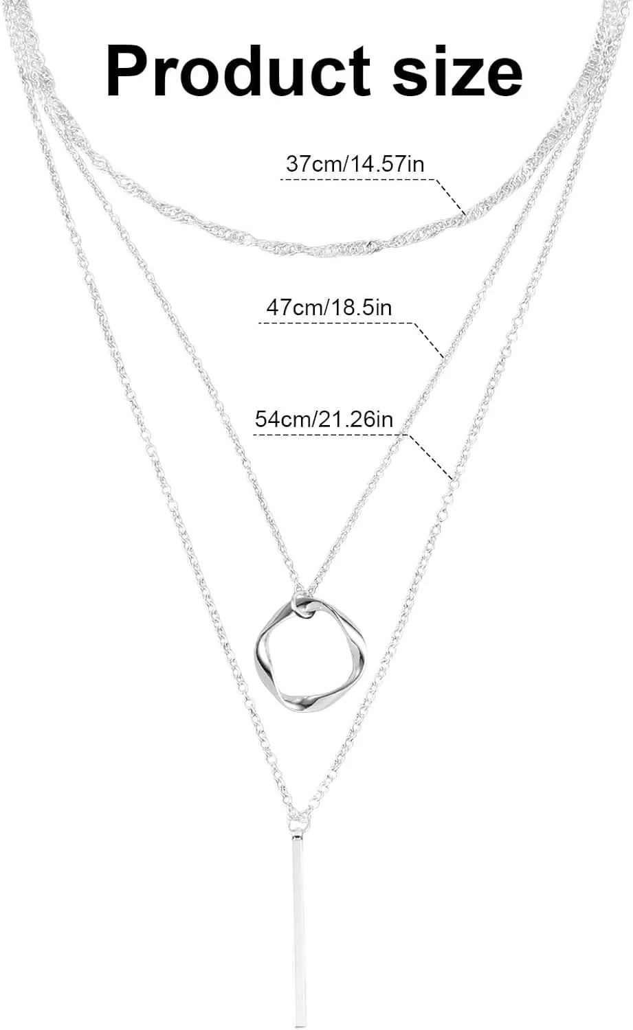 Stacked Silver Necklaces, Stylish Stackable Silver Necklaces Fashion Jewelry Set Gifts Dainty Silver Necklace Stacks Simple Tiered Necklaces for Women Teen Girls