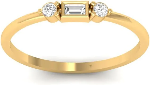 Stacking Ring Set with Baguette and Round Moissanite, 925 Sterling Silver, for Women