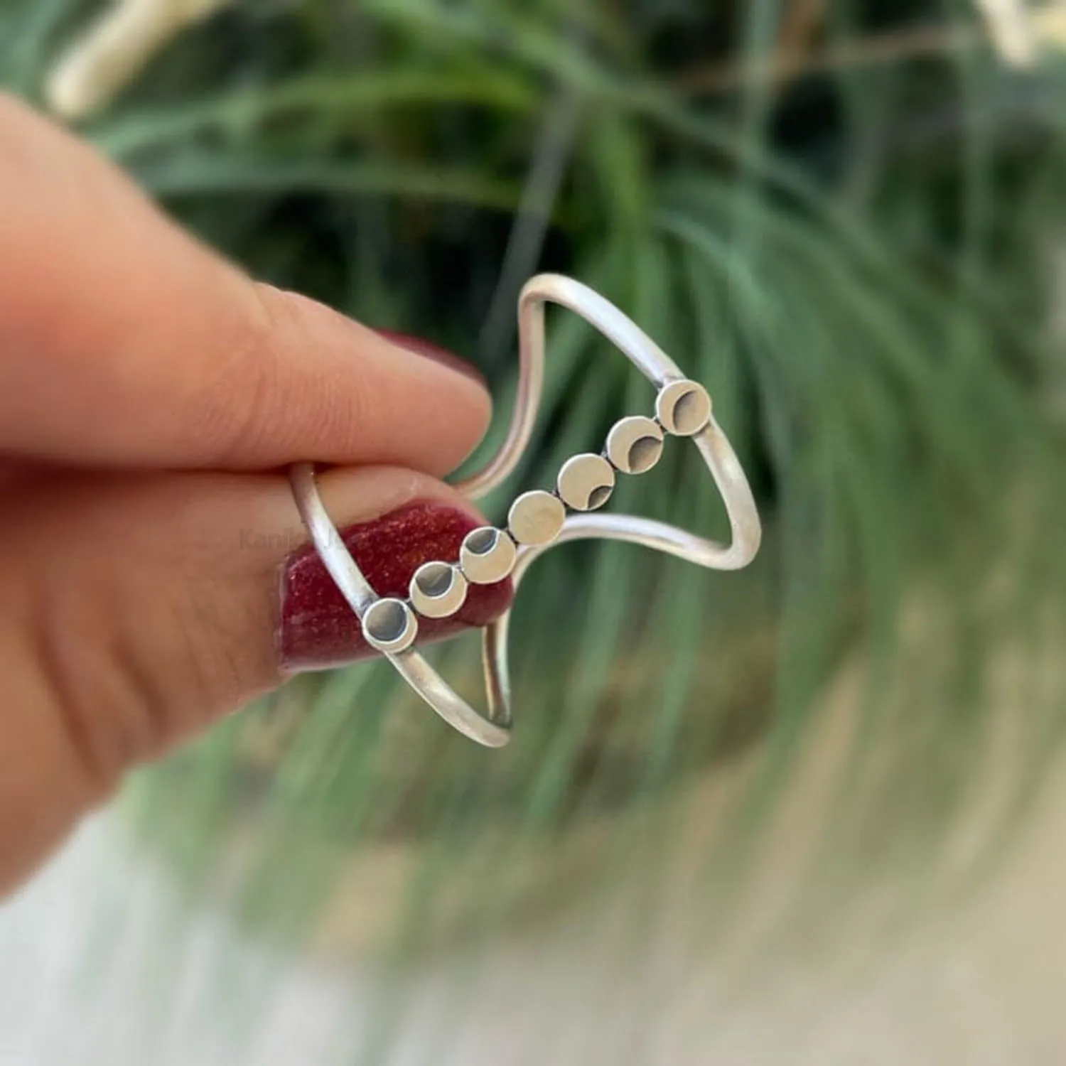 Sterling Silver Moon Phase Ring for Women, Simple Midi Rings, Splint Knuckle Ring, Thumb Ring, Statement Ring, Mothers Ring Gift