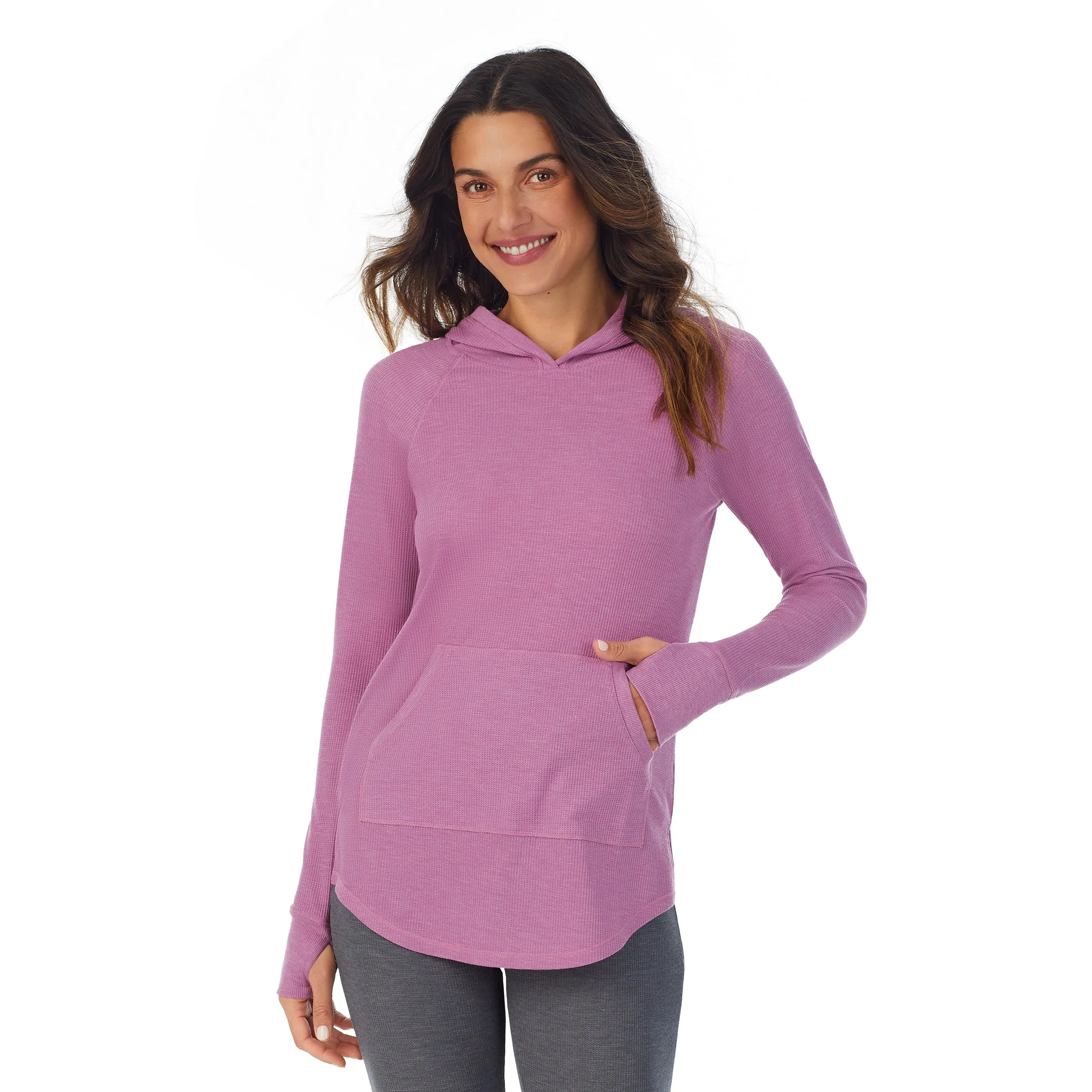 Stretch Thermal Long Sleeve Hoodie Tunic